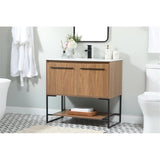 Elegant Decor Sloane 36 Aluminum Mdf Single Bathroom Vanity In Walnut Brown