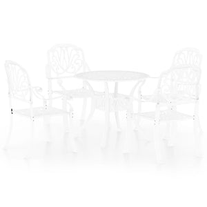 Vidaxl Classic White Bistro Set, 5 Piece Outdoor Patio Furniture, Sturdy Cast Aluminum, Weather-Resistant, Umbrella Hole,Bistro Sets