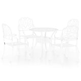 Vidaxl Classic White Bistro Set, 5 Piece Outdoor Patio Furniture, Sturdy Cast Aluminum, Weather-Resistant, Umbrella Hole,Bistro Sets