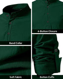 Bellstone Men'S Solid Regular Fit Dress Shirt (Kurta800_Combo_Dark Green_White_Xl