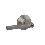Lock Scout Straight Lever with Round Trim Bedroom and Bathroom Door Handle, Satin Nickel Finish