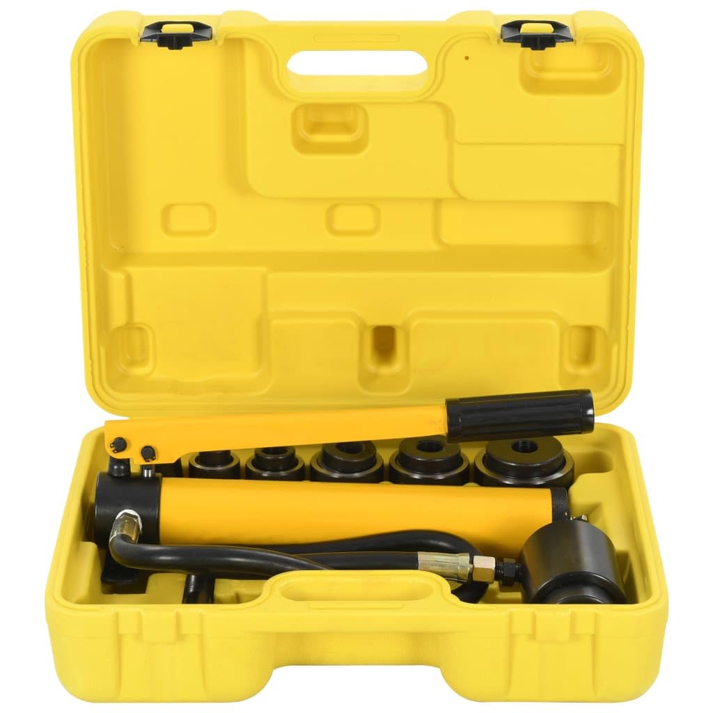 'Vidaxl Portable Hydraulic Crimping Tool Set - Durable Steel Construction With Comfortable Ergonomic Handle - Wide Punching Range Of Soft Steel Plate - Comes With Storage Case And Press Adaptors