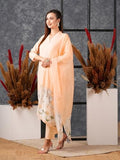 Anni Designer Women'S Cotton Blend Straight Printed Kurta With Pant & Dupatta (Gosala Peach_Xl_Peach_X-Large),Peach,XL,Cotton Blend,Regular,