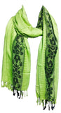 Kosweem Border 3D Fashionable Woolen Winter Wear Thin Scarf/Stole/Shawl For Baby Girls Womens(Pista Green)