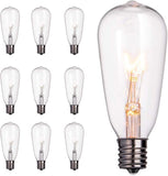 10 Pack Edison Replacement Light Bulbs,7-Watt E17 Screw Base ST40 Replacement Clear Glass Light Bulbs for Outdoor String Lights,