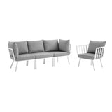 Modway Riverside 4 Piece Outdoor Patio Aluminum Set in White Gray