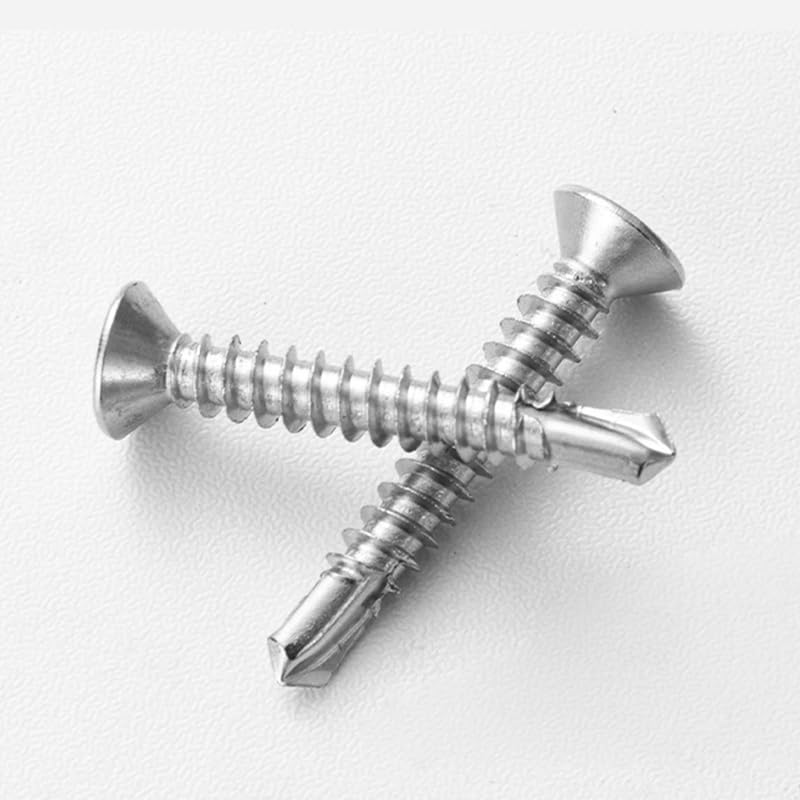 #14 x 1-1/4 (50 Pack) Flat Head Sheet Metal Screws Self-Tapping Screw Phillips Head Self Drilling Screws, 410 Stainless Steel
