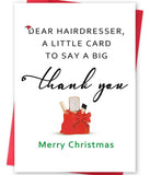 BENNLOOS Merry Christmas Card for Hair Stylist, Funny Christmas Gifts for Hairdressers, Happy Xmas Thank You Card for Beauty Sho