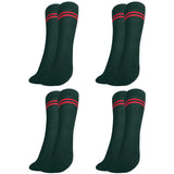 Mukhaksh (Pack Of 4 Pairs Boys Kids Bottle Green Socks With Red Stripes Border Lining Bottle Green With Red Stripes Calf Length 