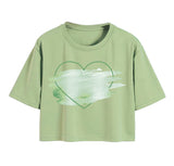 Toplot Heart Printed Round Neck Crop Top For Women (Big-Heart-Top-5201-Pista-L),Pista,,B0DCTJCHJ5