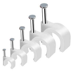 500pcs Cable Clips with Steel Nail in Cable Clips White 4mm 5mm 6mm 8mm 10mm Cable Wire Clips Cable Wall Clip Wire Staples Cord 