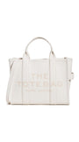 Marc Jacobs Womens The Leather Medium Tote Bag, Cotton/Silver, One Size