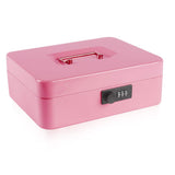 Kyodoled Large Cash Box with Combination Lock,Safe Metal Money Box with Money Tray for Security Lock Box 9.84x 7.87x 3.54 Pink L