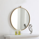 Elegant Decor Rowan Home Office Decorative Round Framed Hanging Wall Mirror, 24 L X 24 H - Brass