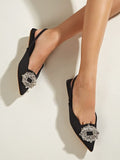 Shoetopia Embellished Front Studded Buckle Black Mules For Women & Girls /Uk6,Black,6,B0BYP6QR51
