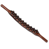 Curved Wooden Massage Stick With Massage Beads Manual Gua Sha Tool Handheld Massager Beaded For Adults, Home, SelfCare, 3Row S