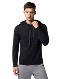 FYLTR Men's Casual Hoodie T-Shirt - Contrast Drawstring | Metal Button Accents | Casual Winterwear for Men,Every Ebony