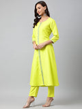Anni Designer Women'S Cotton Blend Kurta With Palazzo & Dupatta (Darwaja_Green_X-Large),Green,XL,,,