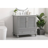 Elegant Decor Rhodes 36 Coastal Solid Wood Single Bathroom Vanity In Gray