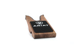 ARIAT Stained Wood Boot Jack with Leather Footbed and Padded Edge for Scuff Protection