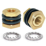 Joywayus 1/8 NPT Female 3/8 Male Brass Bulkhead Fitting Bulk Head Bulkhead Tank Fitting Coupler (Pack of 2)