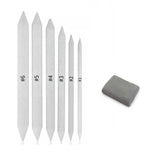 Prescent Paper Stump and Knedable Eraser Art Set for Drawing Sketching Shading and More (6 Paper Stumps Set, 1 knedable Eraser)