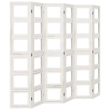vidaXL Room Divider 6 Panels White Solid Wood Paulownia