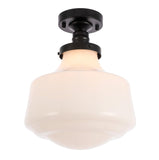Living District Lyle 1-Light Glass & Metal Flush Mount In Black/Frosted White