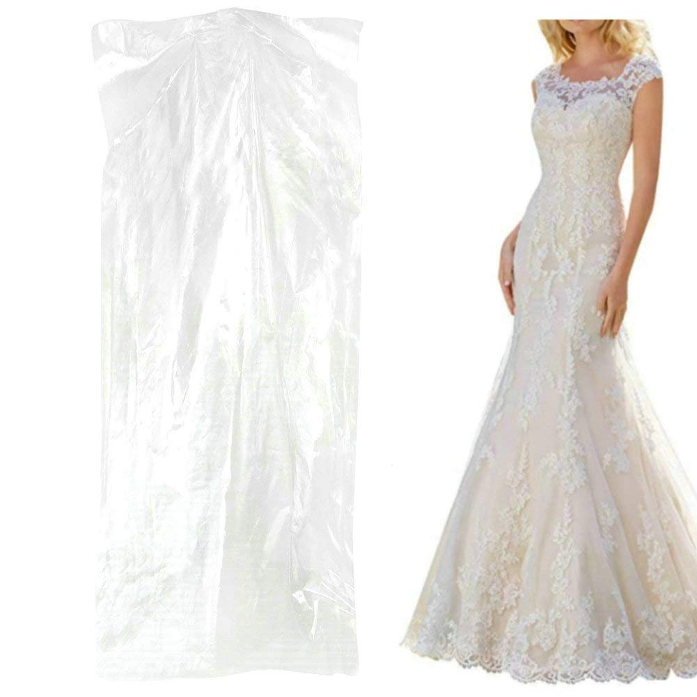100 Pack Garment Bag Transparent Clothing Dust Cover Storage Bag Suitable for Wedding Dresses Long Skirts Windbreakers Down Jack