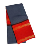 Madurai Sungudi Cotton Saree Adayar Plain Body Pattu Medium Ruthratcham Border For Women Saree (Tealish BlueRed)
