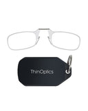 ThinOptics Keychain Case and Readers Rectangular Reading Glasses, Black, 44 mm + 2
