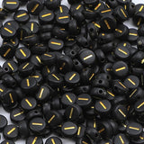 XIENBAOFU 100PCS Letter Beads 4X7mm Acrylic Alphabet Beads Gold Black Vowel Letter I Flat Round for Jewelry Making Bracelet Neck
