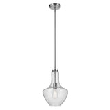Kichler Everly 15.25 Kitchen Bell Pendant in Chrome, 1-Light Clear Glass Pendant Light, (15.25 H x 10.5 W), 42141CHCLR