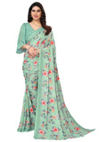 Satrani Womens Knit Pure Georgette Saree (2685S1118N_Mint Green)
