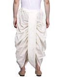 Manyavar Elegant Art Silk Readymade Stiched Dhoti For Men - (Cream, Small)