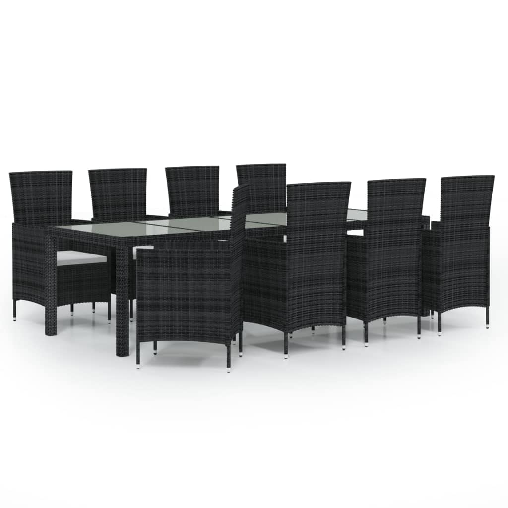 Vidaxl Patio Dining Set - 9 Piece Outdoor Furniture With Cushions, Poly Rattan Construct, Cream White And Brown For Garden, Deck Or Patio