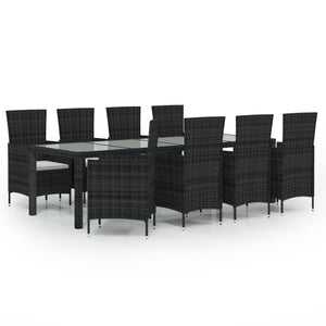 Vidaxl Patio Dining Set - 9 Piece Outdoor Furniture With Cushions, Poly Rattan Construct, Cream White And Brown For Garden, Deck Or Patio