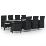 Vidaxl Patio Dining Set - 9 Piece Outdoor Furniture With Cushions, Poly Rattan Construct, Cream White And Brown For Garden, Deck Or Patio