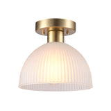 GLOBE Electric 66000129 1-Light Semi-Flush Mount Ceiling Light, Matte Brass, Frosted Ribbed Glass Shade, Home Improvement, Dinin