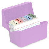 H4D 3x5 Index Card Holder with 100 Heavyweight Ruled Index Cards and 25 Plastic Dividers, Light Purple