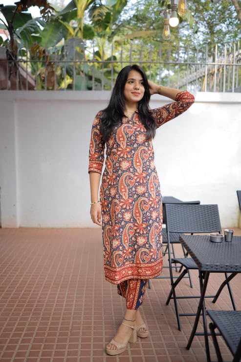 Anni Designer Women'S Rayon Blend Straight Printed Kurta With Pant (Nishu Red_L_Red_Large),Red,L,,,