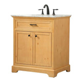 Elegant Decor Americana 30 Aluminum Mdf Single Bathroom Vanity In Natural Wood