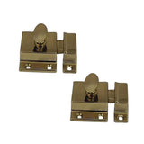 QCAA Traditional Large Oval Turn Cabinet Latch, Solid Brass, 2, for Cupboard & Other Furniture, Polished Brass, 2 Pack, Made in 