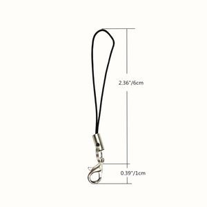 15 Cell Phone Strap Black/Silver Tone Split Ring with Hooks