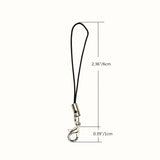 15 Cell Phone Strap Black/Silver Tone Split Ring with Hooks