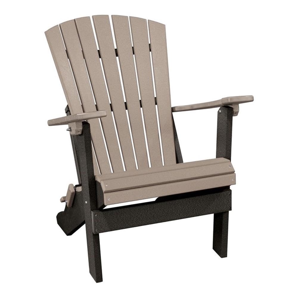 American Furniture Classics 519Wwbk Folding Adirondack Chair, Weatherwood And White