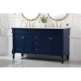 Elegant Decor Lexington 60 Solid Wood Double Bathroom Vanity In Blue