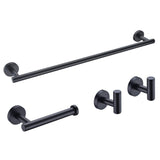 Hoooh Matte Black 4-Piece Bathroom Accessories Set Stainless Steel Wall Mount - Includes 24 Single Towel Bar, Toilet Paper Hol