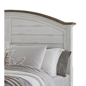 American Woodcrafters Meadowbrook White-Washed Wood Farmhouse King Size Arched Panel Headboard