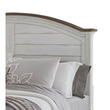 American Woodcrafters Meadowbrook White-Washed Wood Farmhouse King Size Arched Panel Headboard
